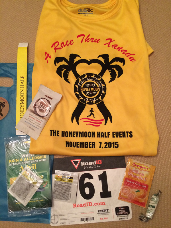 Picture of goodie bag runners received at Honeymoon Island Half.