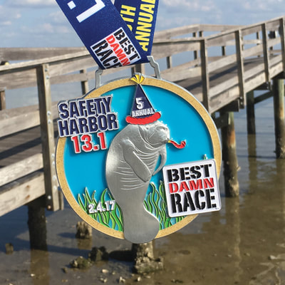 2017 Best Damn Race Safety Harbor Half Marathon medal.