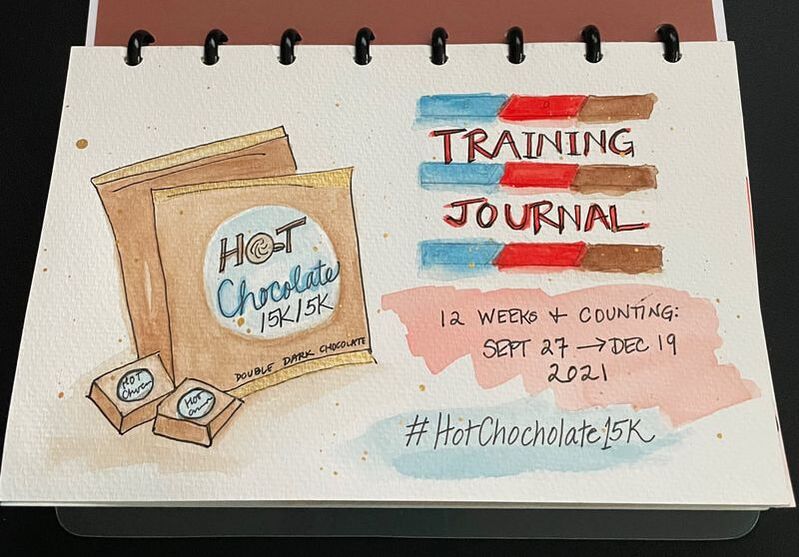 Watercolor sketchbook cover for a training journal.