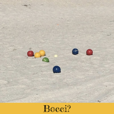 Bocci balls on sand at Madeira Beach, Florida