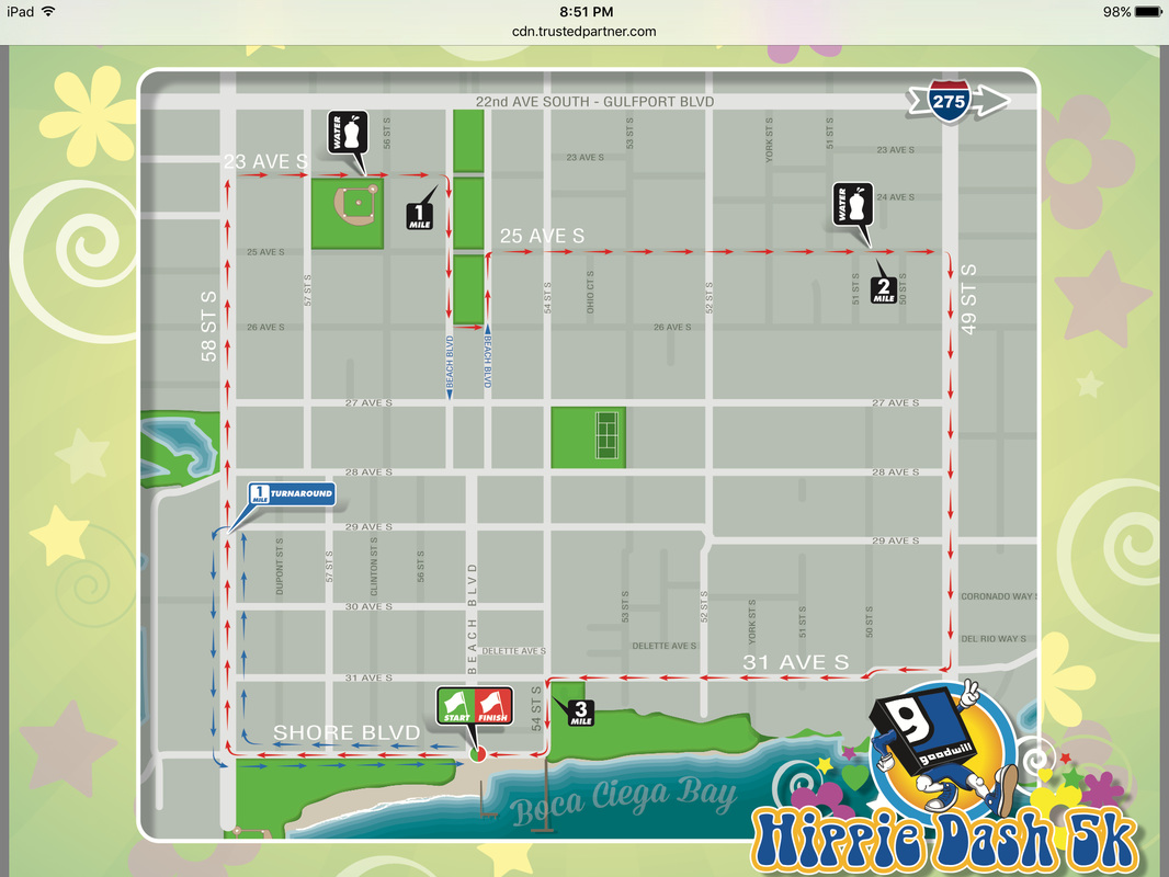 Map of the Hippie Dash 5k Race Course
