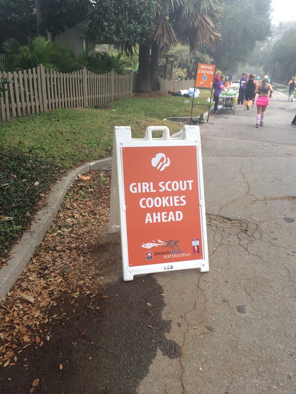 Girl Scout Cookie Aid Station for 2017 Sarasota Music Half Marathon