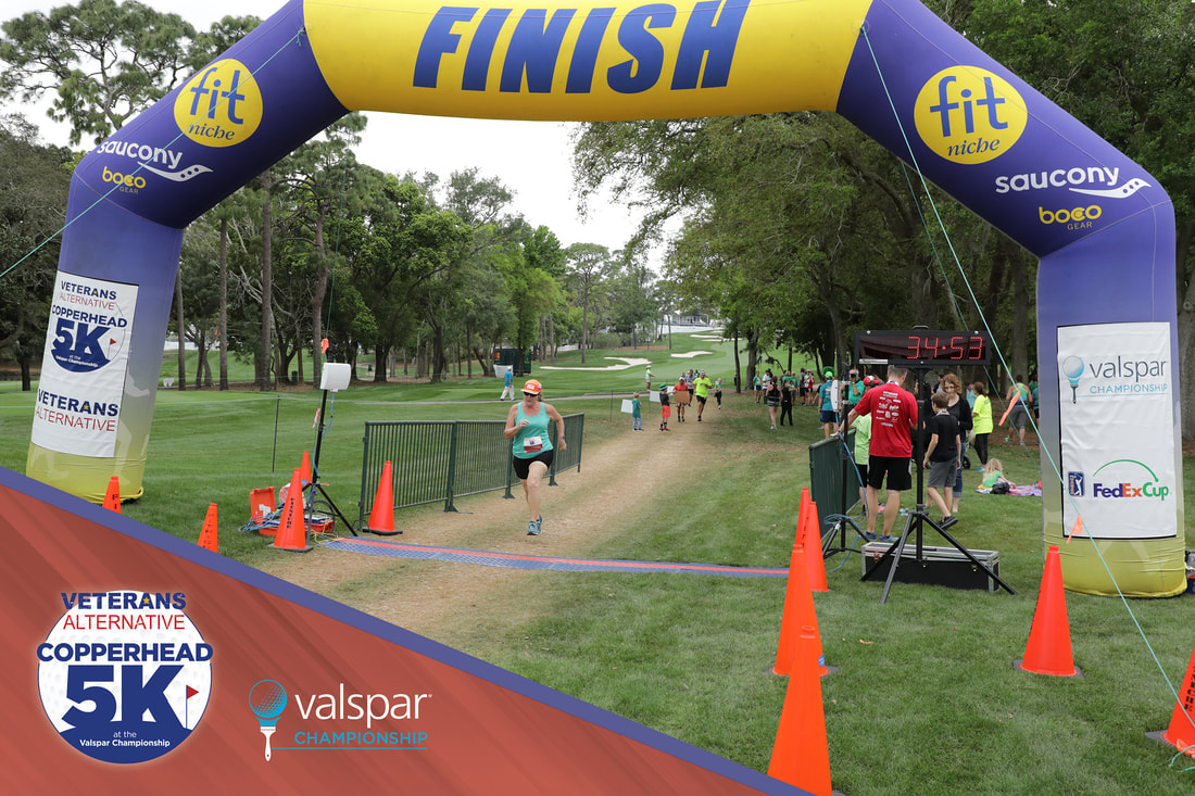 Finish line photo at the Copperhead 5K at the Valspar Championship.