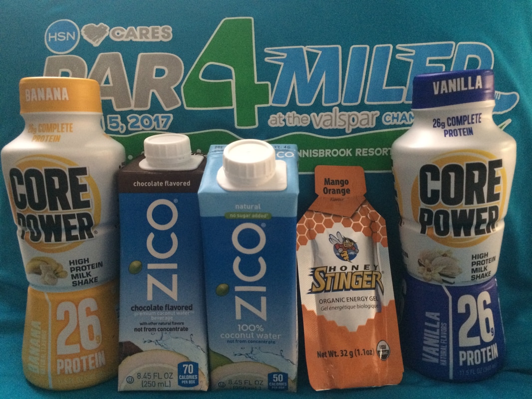 The Par4Miler post race party had protein shakes and coconut water.