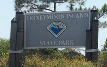 Sign at Honeymoon Island State Park entrance.
