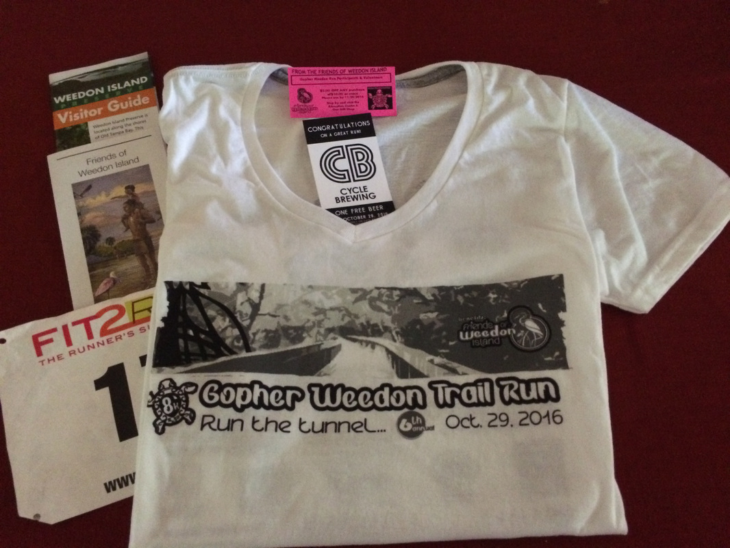 Race shirt and bib for Weedon Island Trail Run